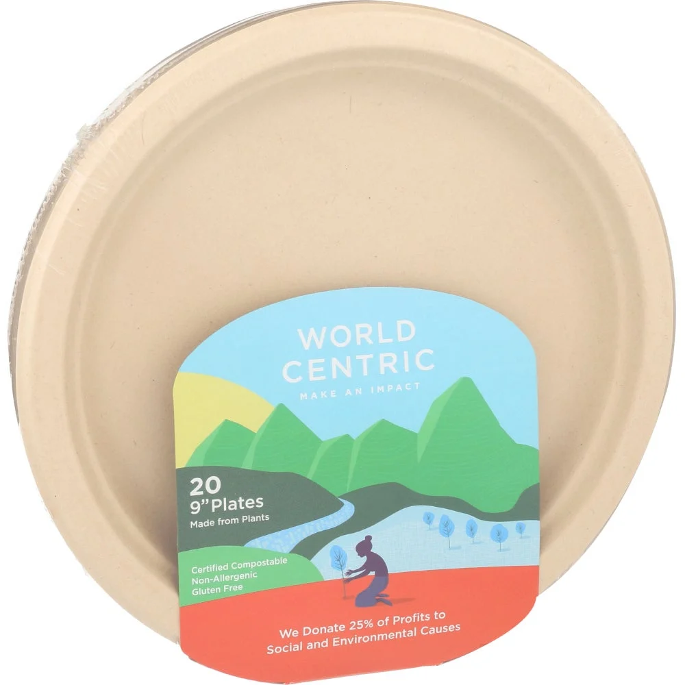 Plates, 9 Inch, Molded Fiber, Natural, Round, Compostable,12 - 20 COUNT