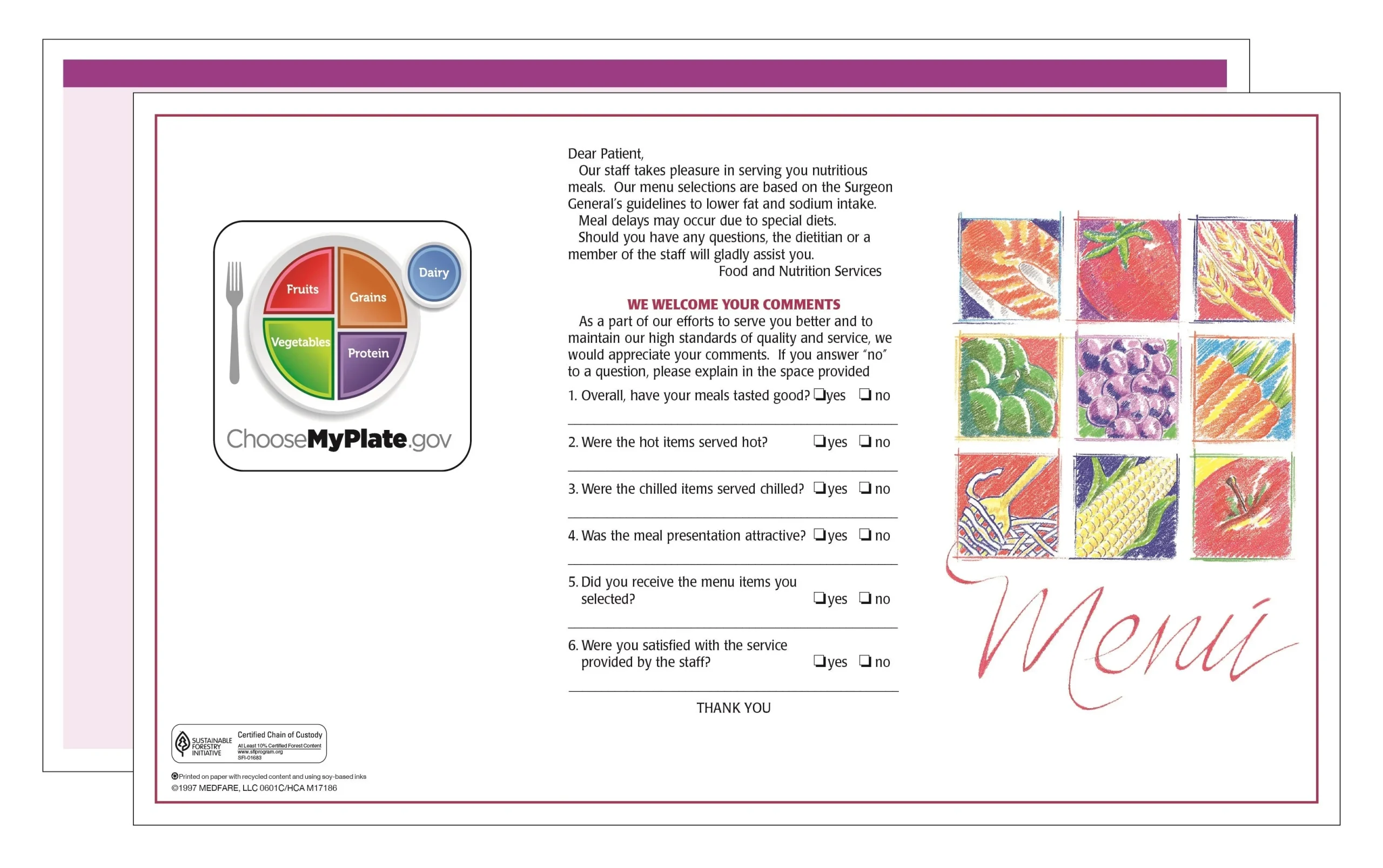 Menus, Purple, Blank, Market Medley,1 - 500 COUNT