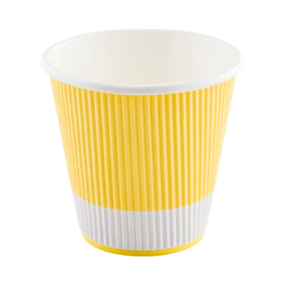 Cups, Hot, 8 Ounce, Paper, Light Yellow, Ripple Wall,1 - 500 COUNT