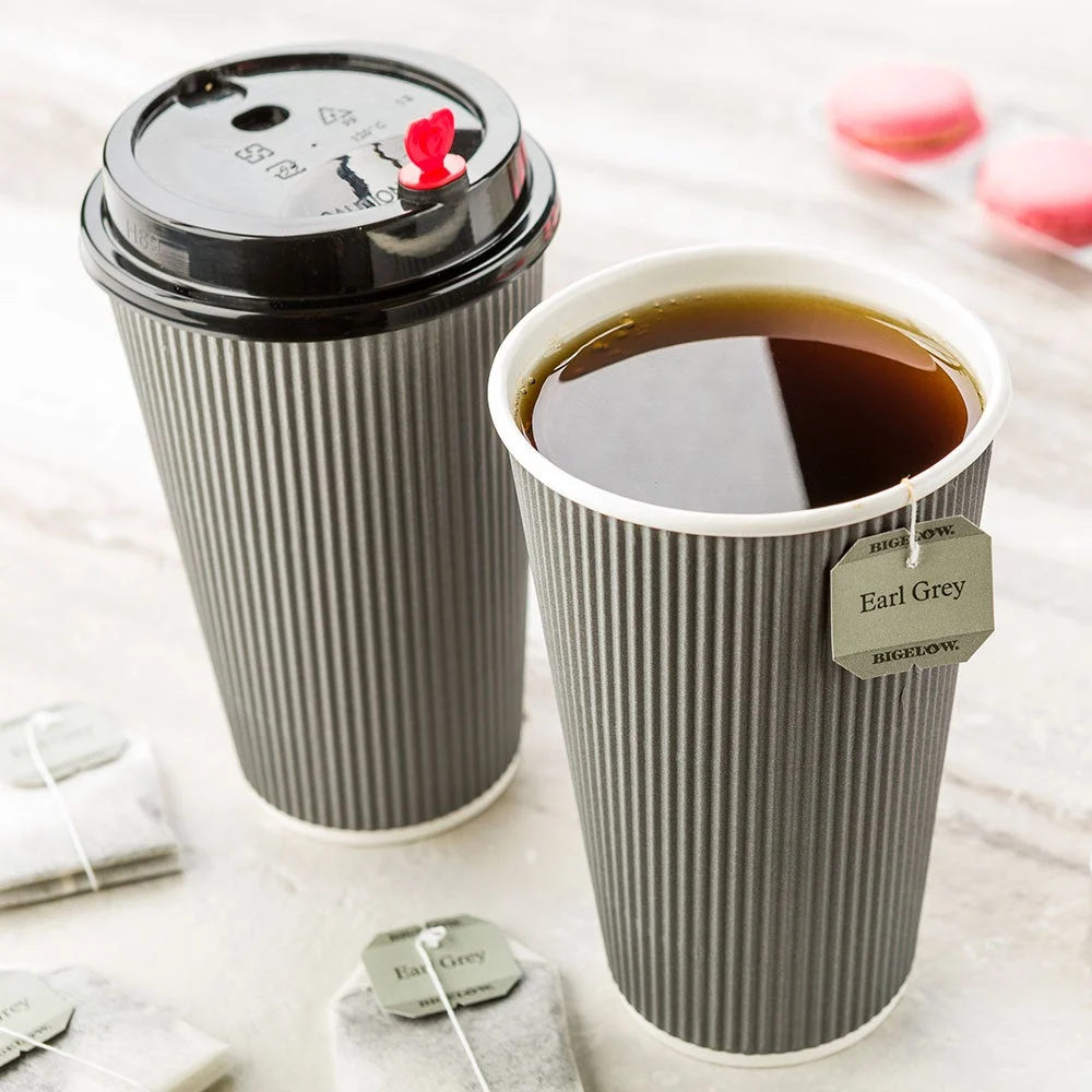Cups, Hot, 16 Ounce, Paper, Gray, Ripple Wall, 16 Ounce,1 - 500 COUNT