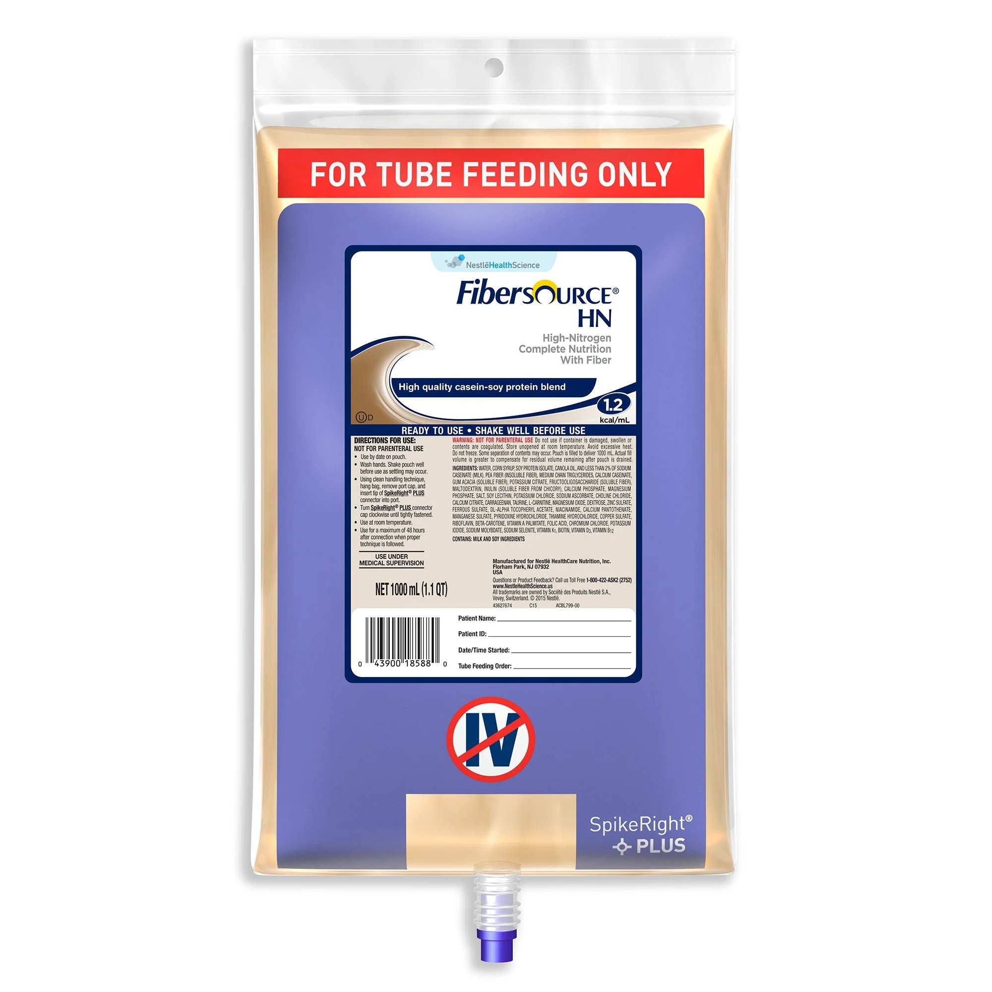 Supplements, Tube Feeding, Fibersource HN, Unflavored Adult, Ready to Use,6 - 33.8 FLUID