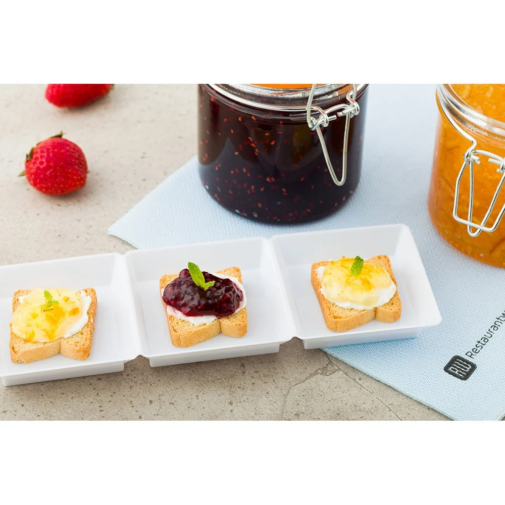 Plates, Appetizer, 7.5 Inch, Plastic, White Terzetto Design, Square, Heavyweight, 7.5 Linear Inch,1 - 100 COUNT