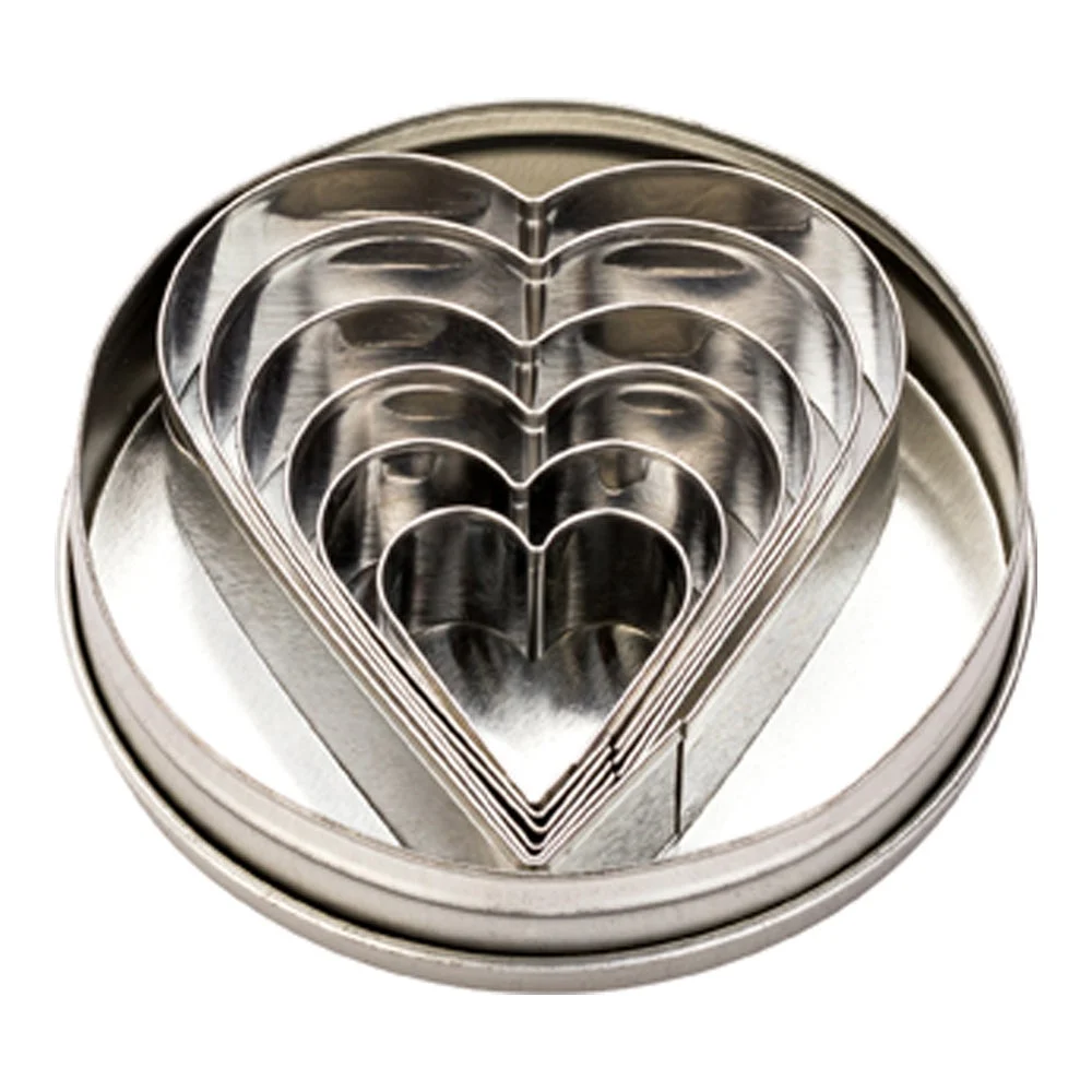 Cutter Set, Cookie, Pastry Tek 6-Piece, Heart, Metal, in Round Tin Box,1 - 1 EACH