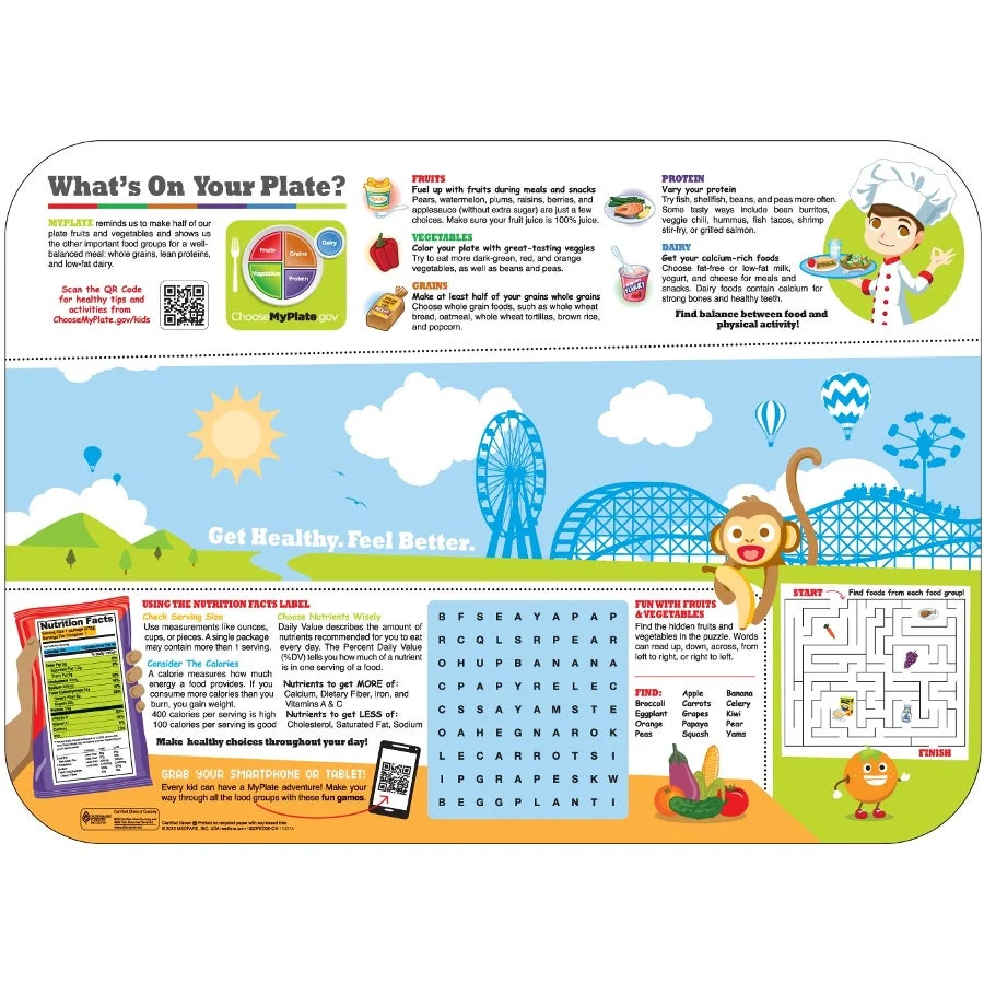 Tray Covers, 14 x 9 Inch, Pediatric Carnival Nutrition,1 - 1000 COUNT