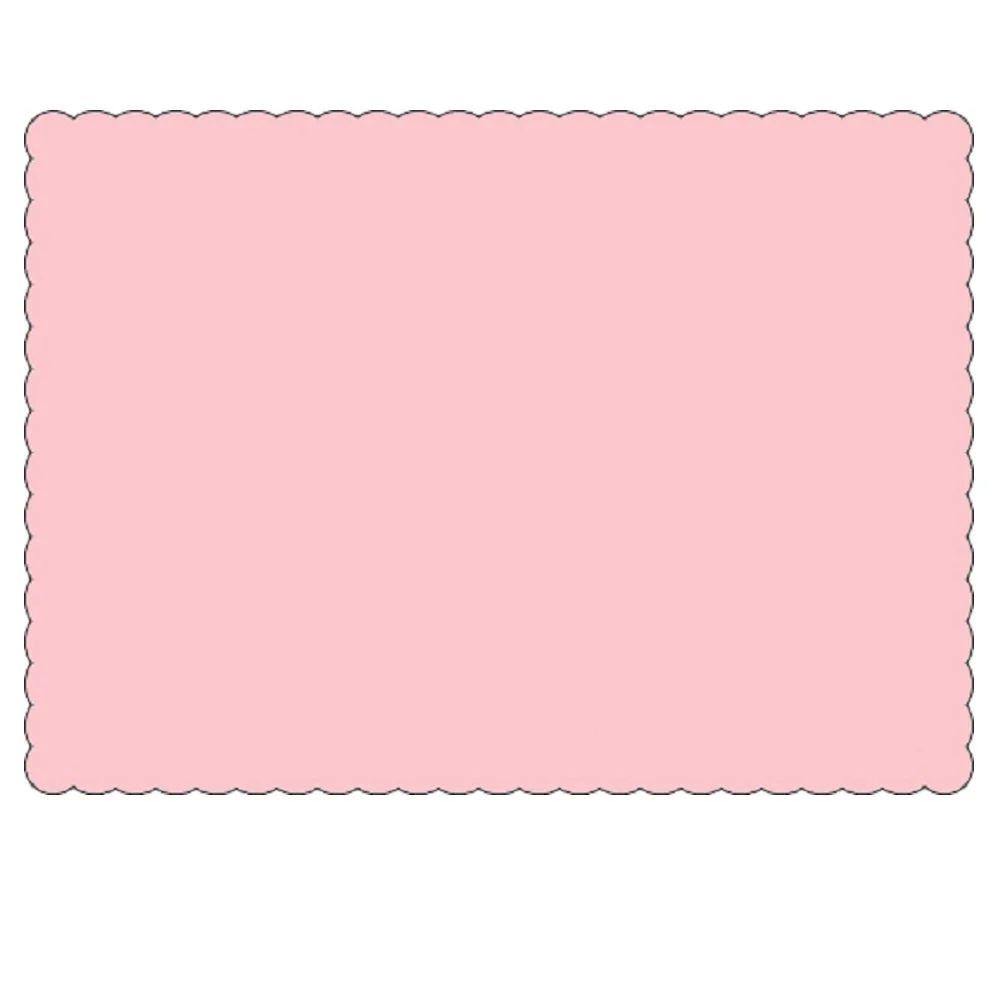 Placemats, 10 x 14 Inch, Paper, Pink, Scalloped Border, Linen-Embossed,1 - 1000 COUNT