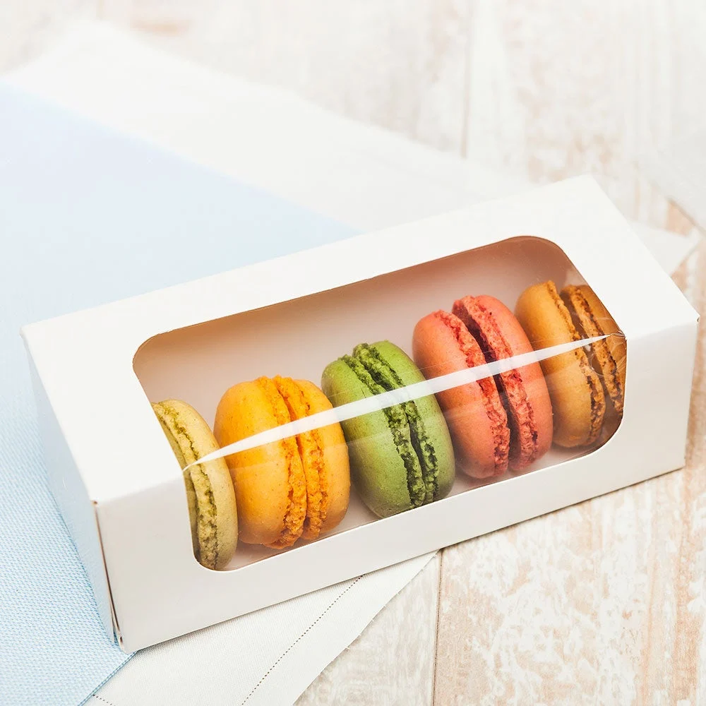 Containers, Take-Out, 5.9 x 2.4 Inch, Paper, White Cafe Vision Design, Rectangle, with Window,1 - 200 COUNT