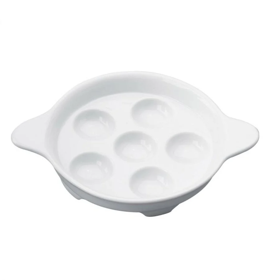 Plate, Escargot, Porcelain, 6.5 Inch, White, Undecorated,6 - 1 EACH