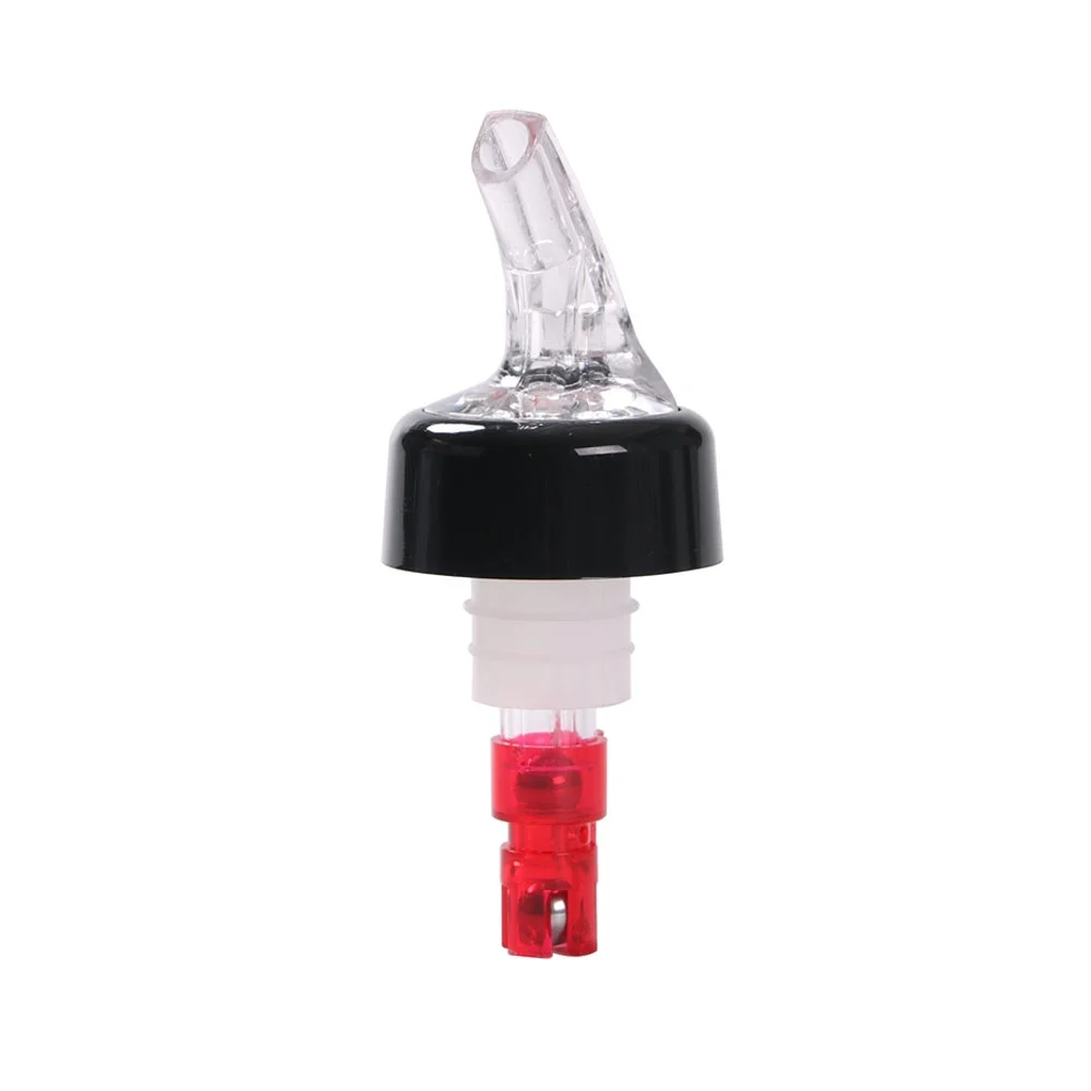 Pourers, Liquor, 1 Ounce, Red & Clear, Plastic, with Collar,50 - 1 EACH