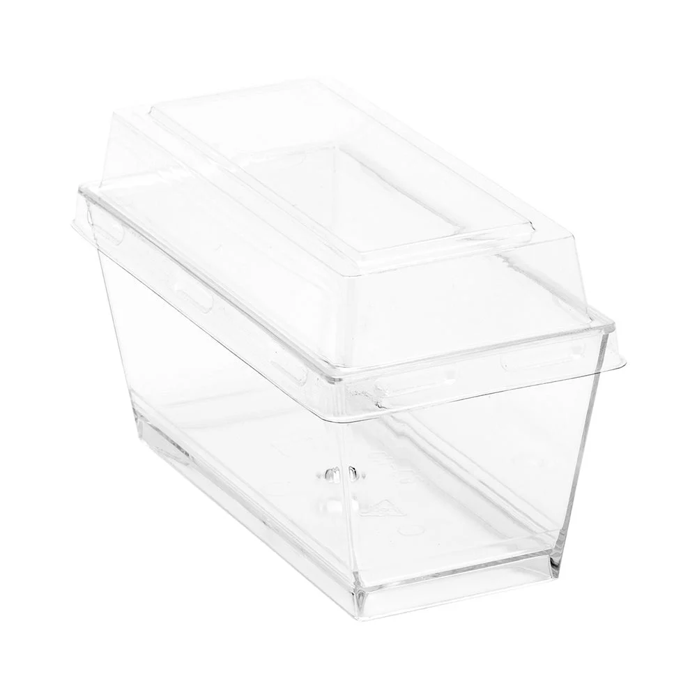 Cups, Dessert, 5 Ounce, Plastic, Clear, Rectangular, 4 x 2 x 1.75 Inch, with Lid,1 - 100 EACH