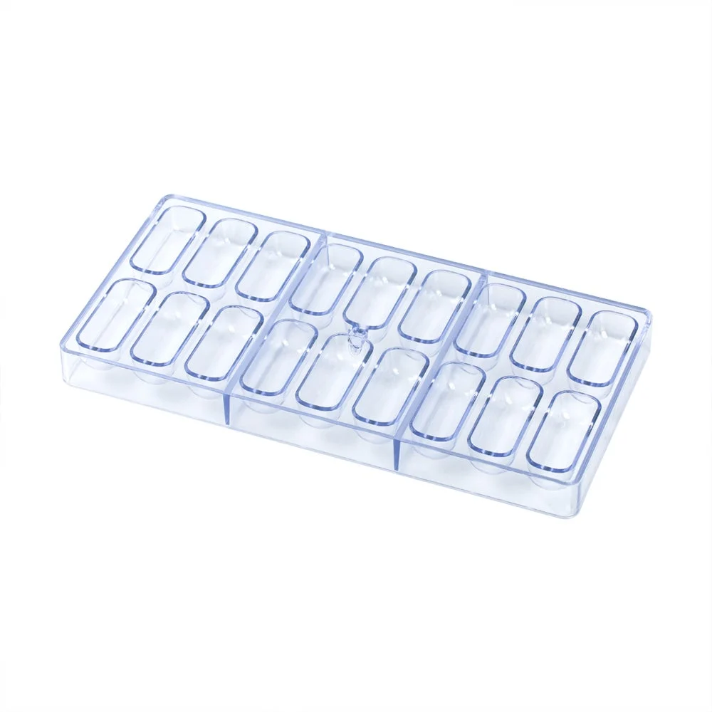 Molds, Chocolate, 18-Compartment, Oblong-Shaped, Clear, Polycarbonate,10 - 1 EACH