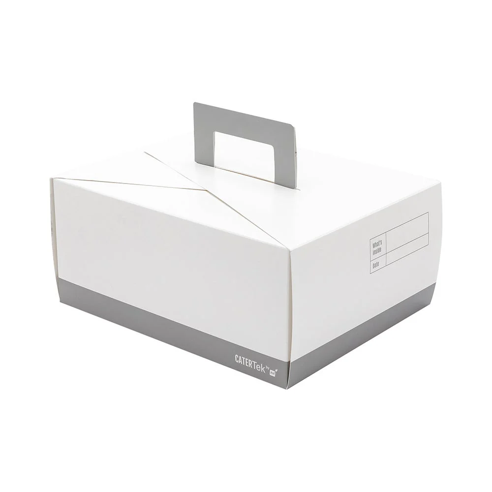 Containers, Lunch Box, 9 x 7 x 4 Inch, Paper, White & Gray, with Handle, Recyclable,100 - 1 EACH