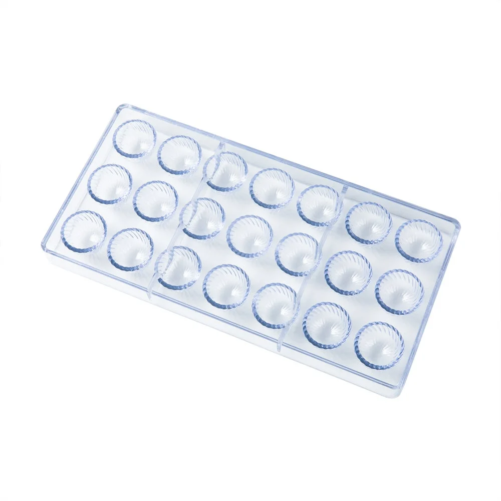 Molds, Chocolate, 21-Compartment, Swirled Dome-Shaped, Clear, Polycarbonate,10 - 1 EACH
