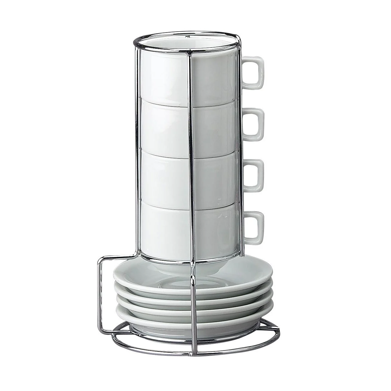 Cup & Saucer Set, Espresso, Porcelain, 4 Ounce Demi, White, Stackable,1 - 1 EACH