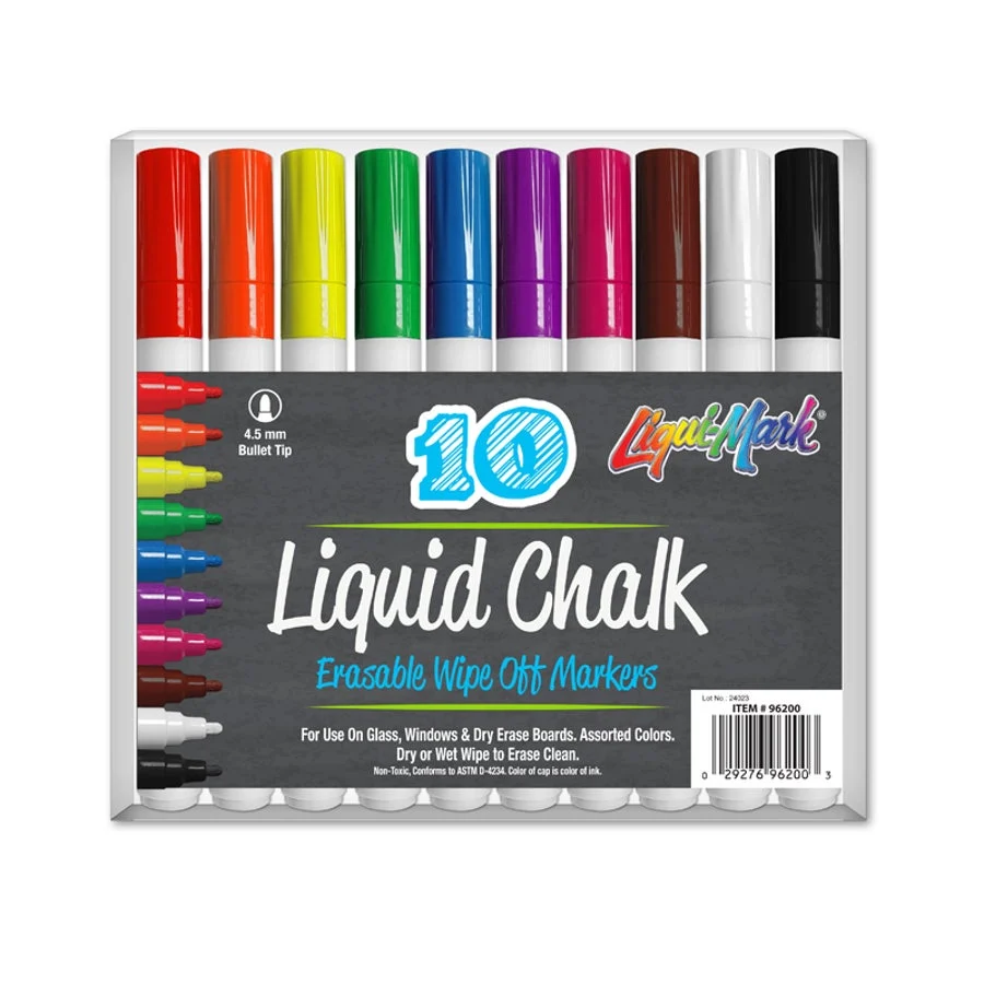 Markers, Chalk, Liquid, Assorted Colors,36 - 10 PIECE