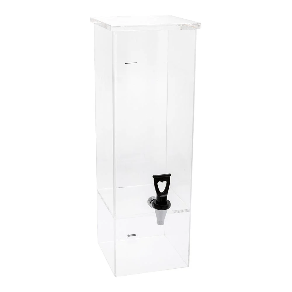 Dispenser, Beverage, 2 Gallon, Square, Clear Acrylic, 8 x 8 x 22.75 Inch,1 - 1 EACH