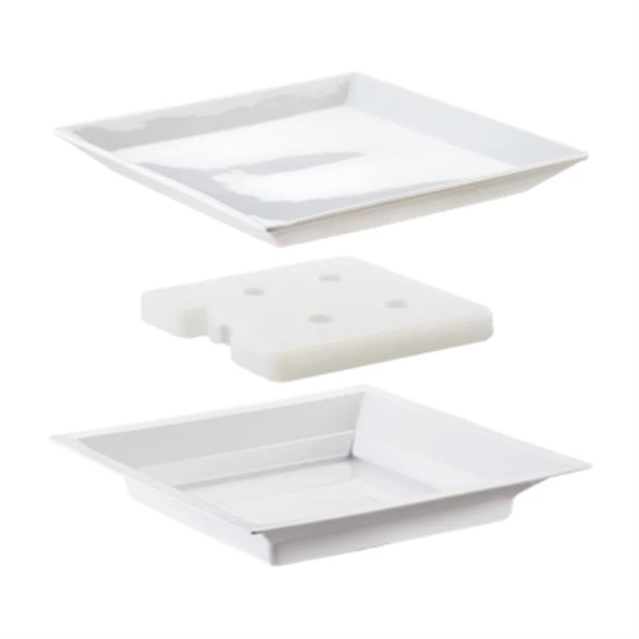 Cold Plate, Porcelain, 11 Inch, White, Square, with Cold Pack & Liner,1 - 1 EACH