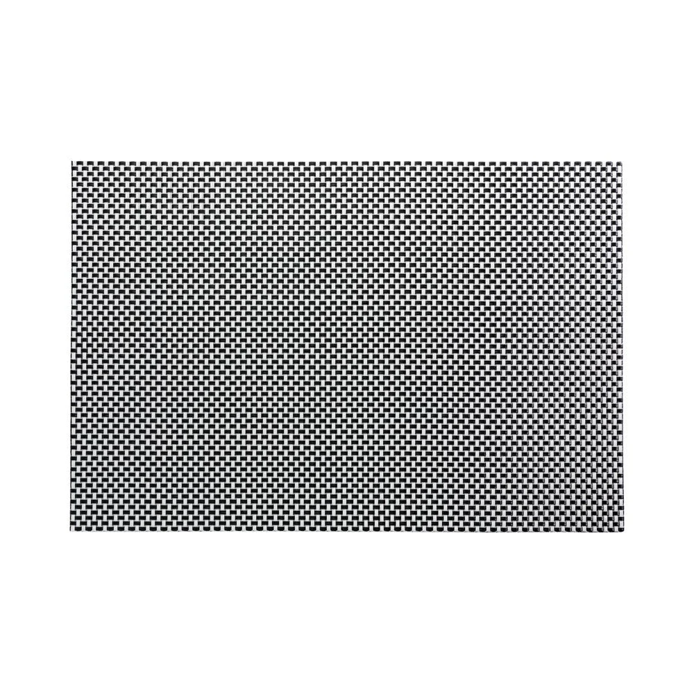 Placemats, 12 x 16 Inch, Amalfi Basketweave, Pincheck Black & White, Woven Vinyl,1 - 6 COUNT