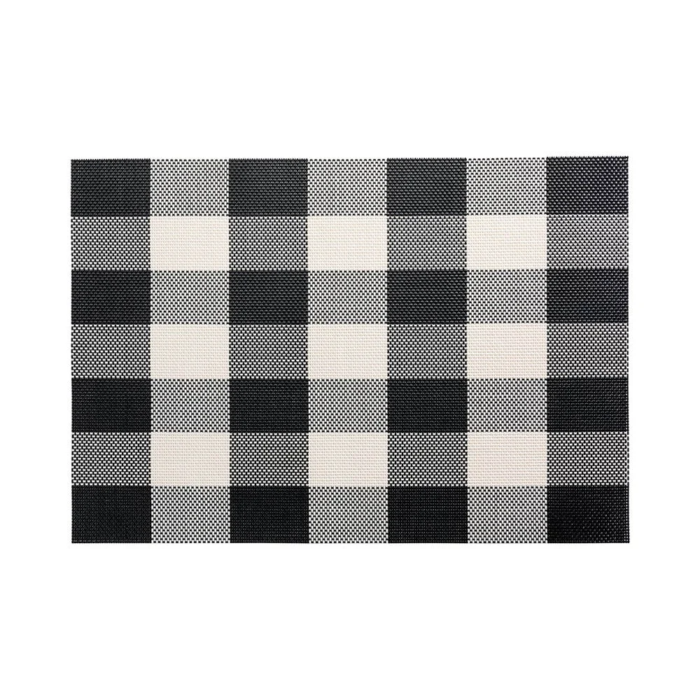 Placemats, 12 x 16 Inch, Carmel Mesh, Large Gingham Black & White, Woven Vinyl,1 - 6 COUNT