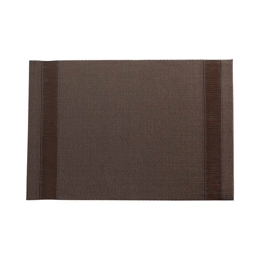 Placemats, 12 x 16 Inch, Artisan Stripe, Brown, Woven Vinyl,1 - 6 COUNT