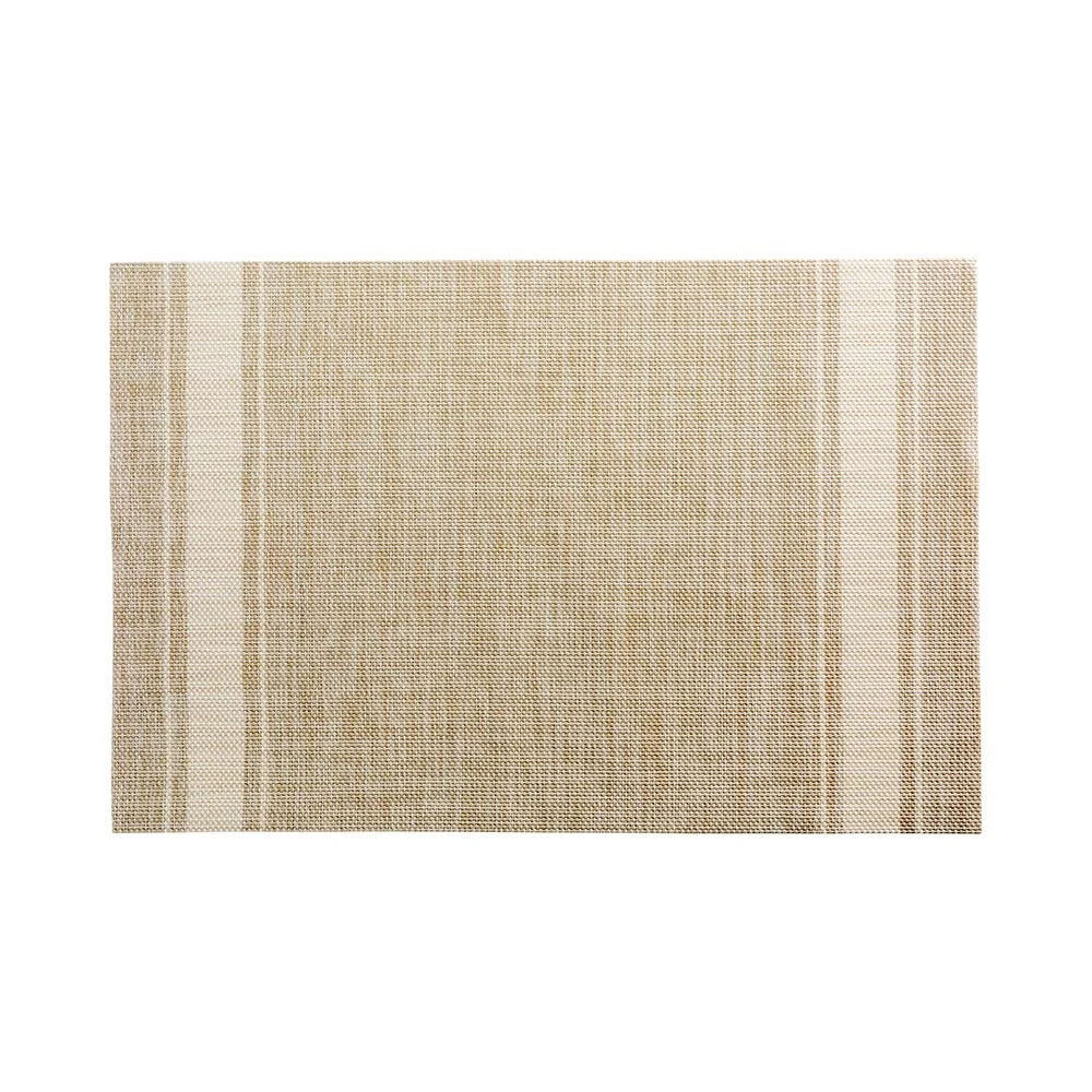 Placemats, 12 x 16 Inch, French Countryside, Khaki with Eggshell Stripe, Woven Vinyl,1 - 6 COUNT