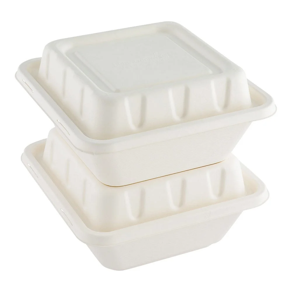 Lids, Pulp Tek, Paper, White, Square, Bagasse, for 80 Ounce Serving Bowls,1 - 100 COUNT