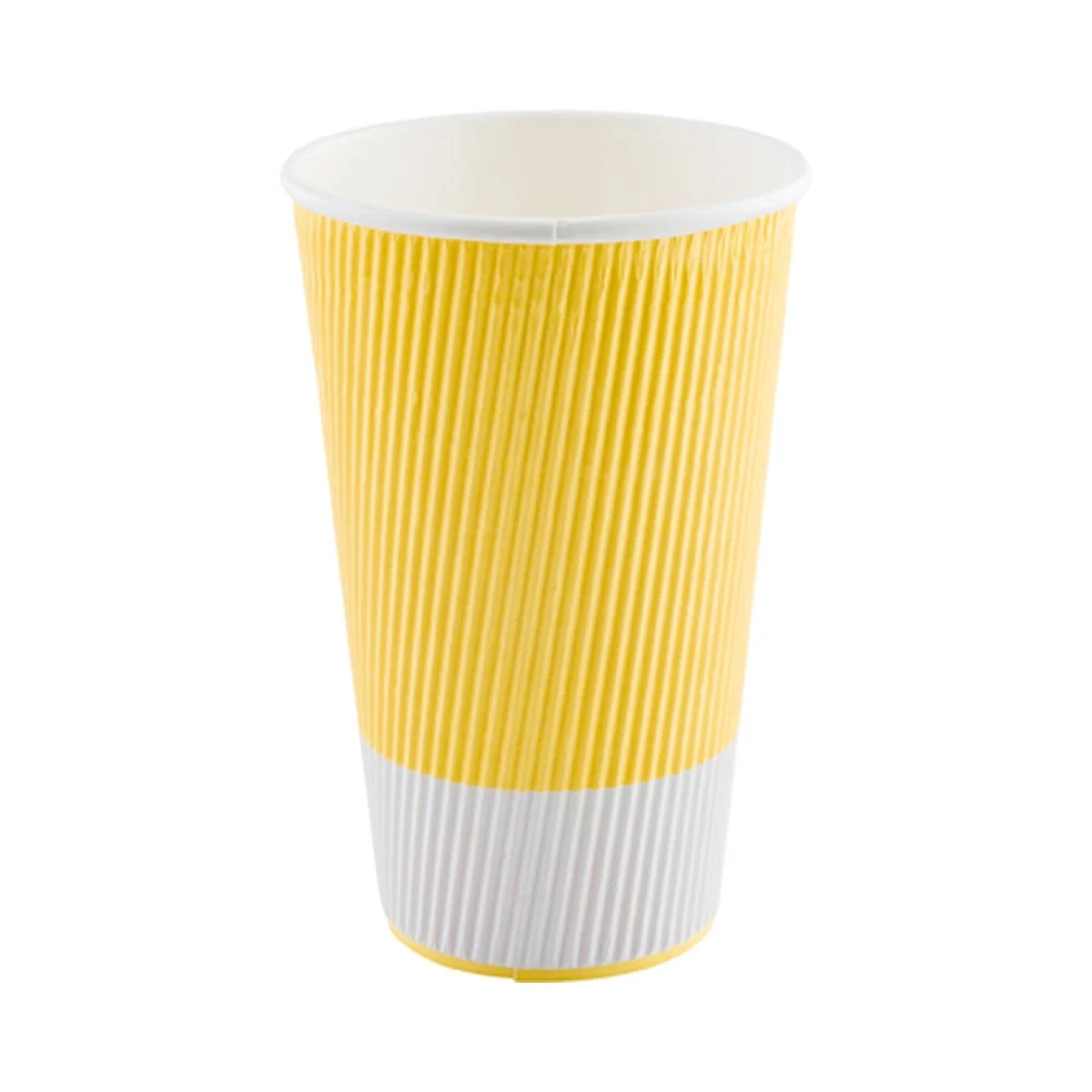 Cups, Hot, 20 Ounce, Paper, Light Yellow, Ripple Wall,1 - 250 COUNT