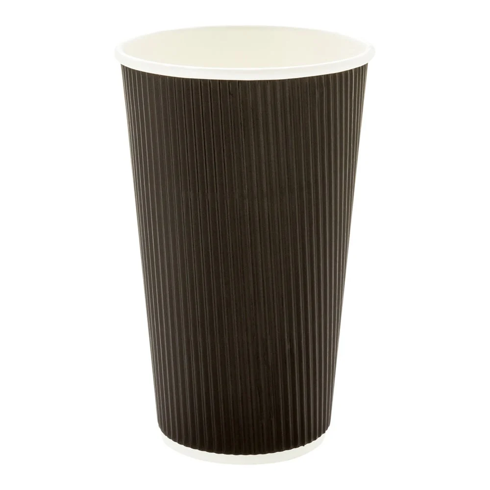 Cups, Hot, 20 Ounce, Paper, Black, Ripple Wall,1 - 250 COUNT