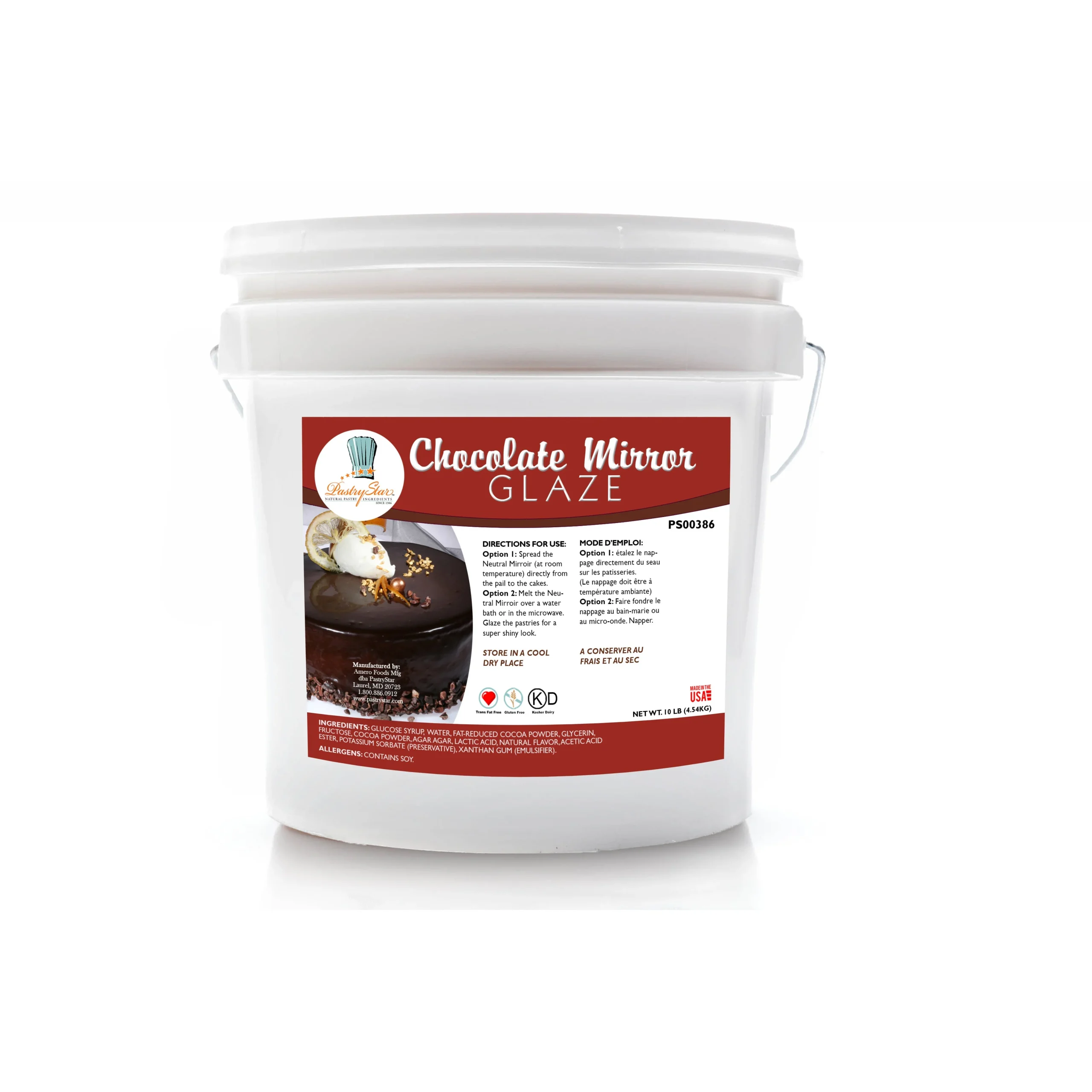 Glaze, Mirror, Chocolate, Ready-to-Use, Shelf-Stable,1 - 10 POUND