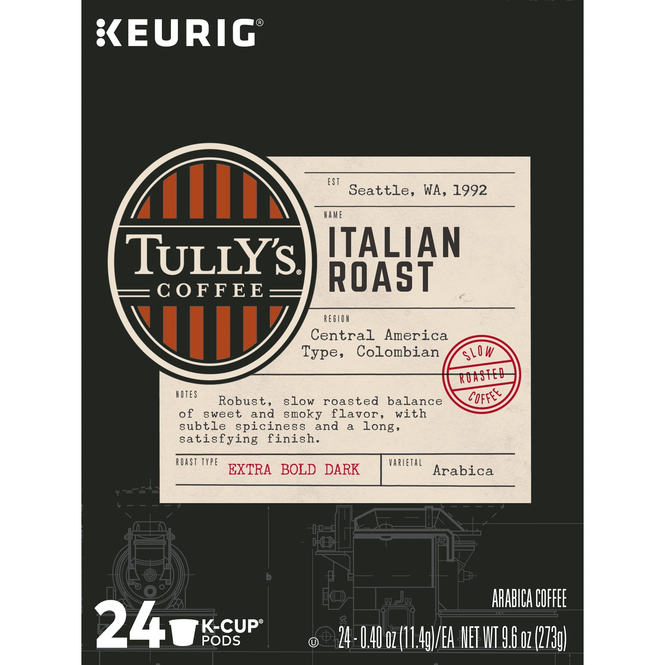 Coffee, Single-Serve, Italian Roast, Cups, Compatible with Keurig Brewer, 0.4 Ounce,4 - 24 COUNT