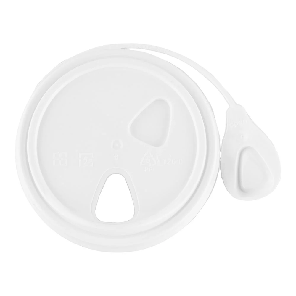 Lids, Low Dome, Pop Lock, Plastic, White, Polypropylene, for 8/12/16/20 Ounce Cups, Recyclable,1 - 100 COUNT