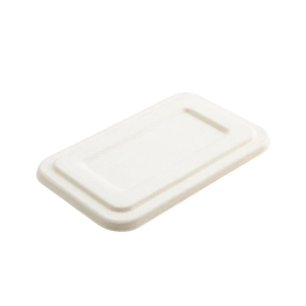Lids, Flat, Plastic, White, Rectangle, for 2 Compartment Bagasse Take-Out Container,1 - 100 COUNT
