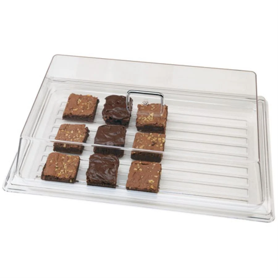 Lid, Dome, 12 x 20 x 4.63 Inch, Rectangle, Clear, Polycarbonate, with Silver Handle,1 - 1 EACH