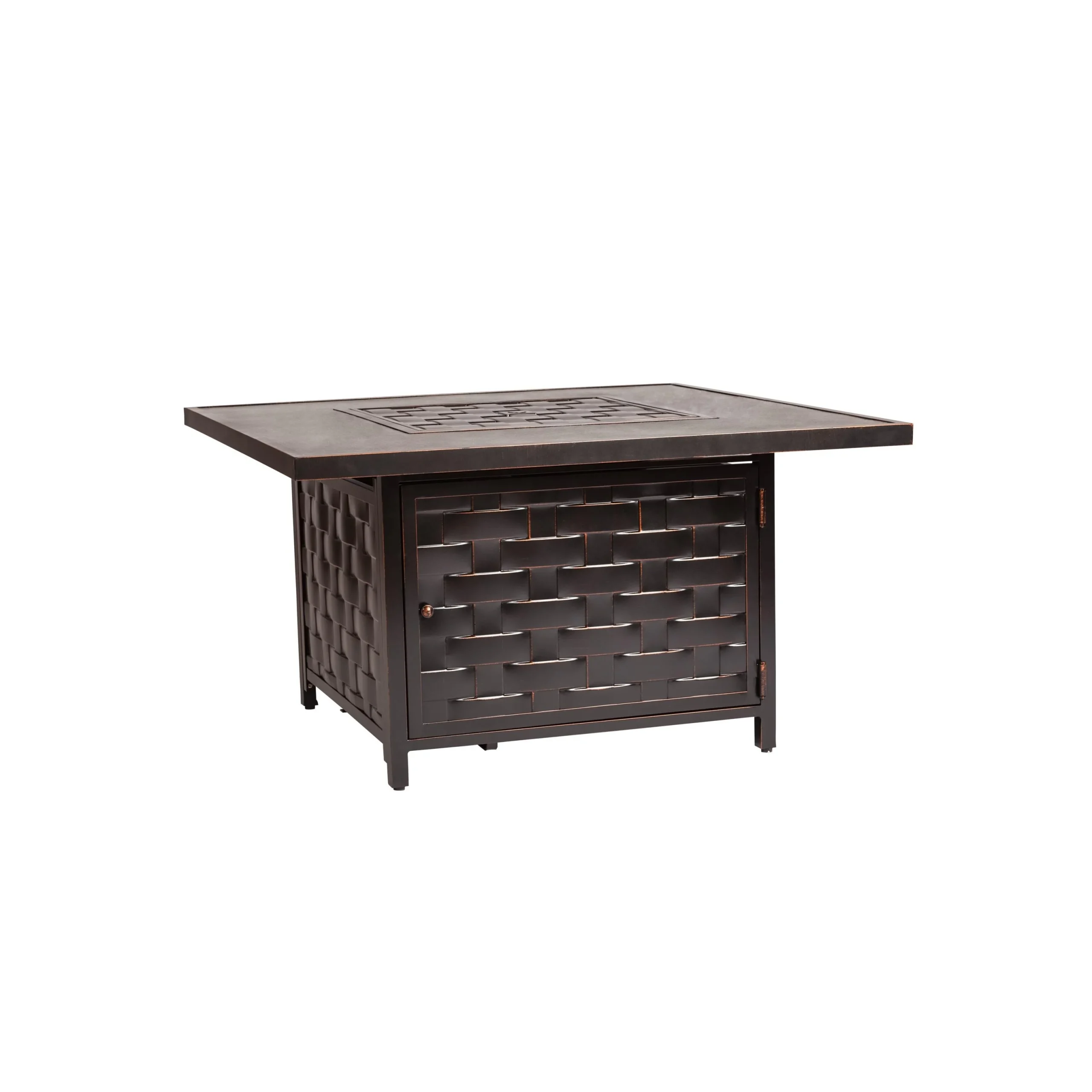 Fire Pit, Propane, Raised, Woven Bronze Aluminum, Square, with Cover,1 - 1 EACH