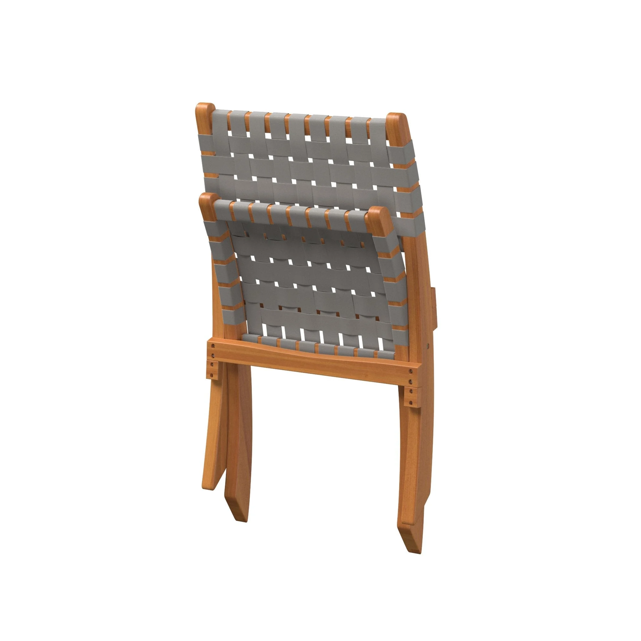 Chair, Outdoor, 23.5 x 29 x 29 Inch, Folding, Natural Wood Finish, with Gray Woven Back & Seat,1 - 1 EACH