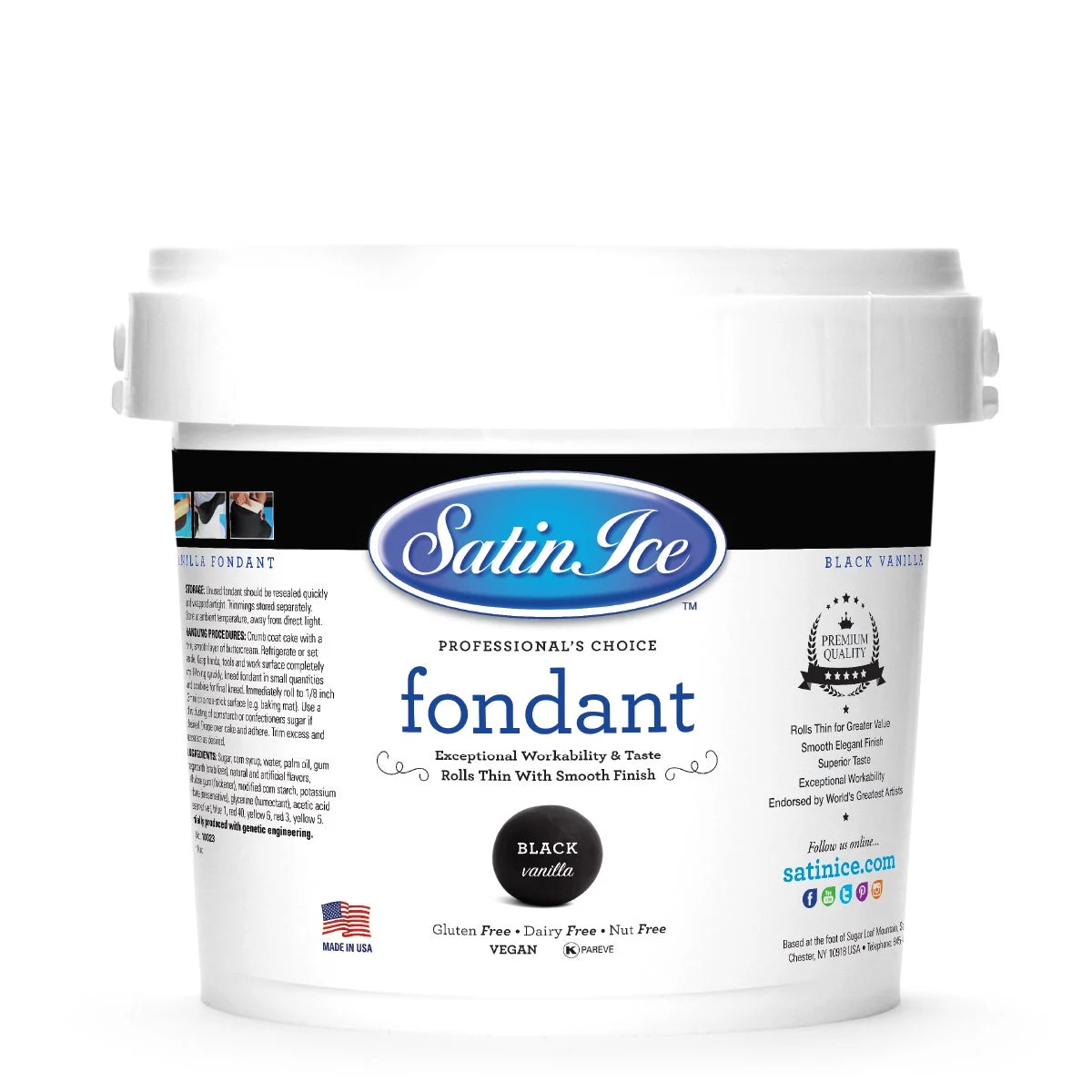 Sugar, Fondant, Rolled, Black Vanilla,8 - 5 POUND
