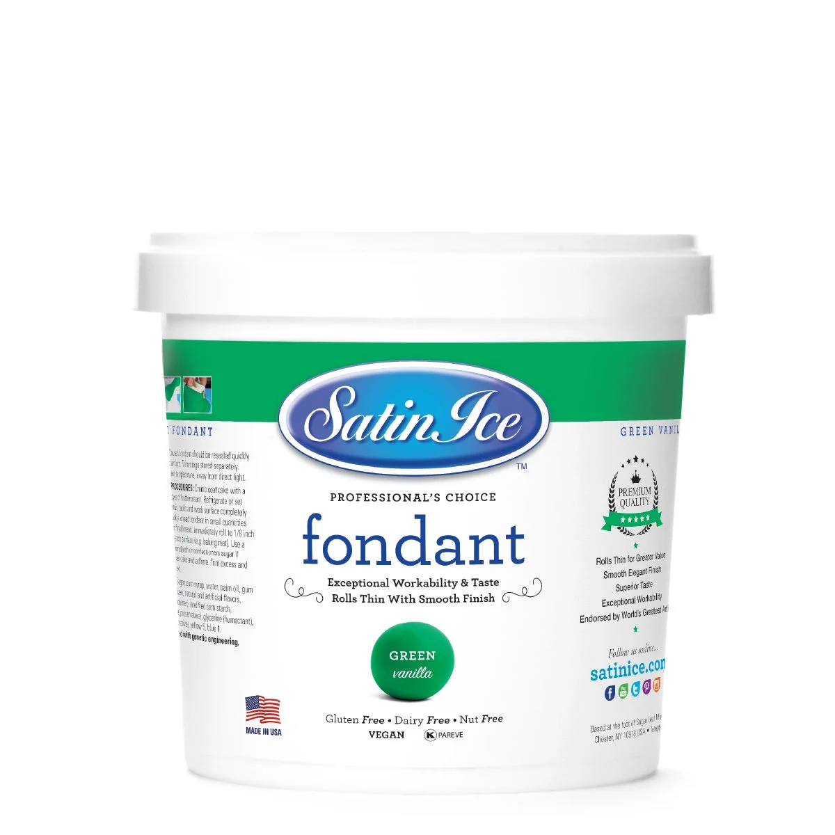 Sugar, Fondant, Rolled, Green Vanilla,10 - 2 POUND