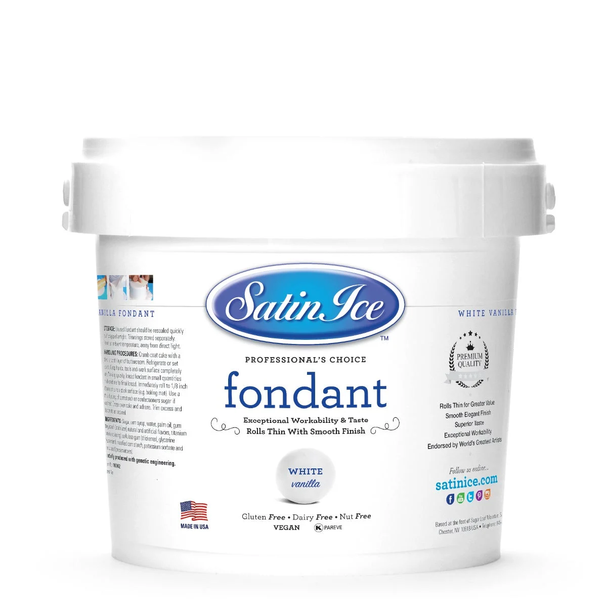 Sugar, Fondant, Rolled, White Vanilla,8 - 5 POUND