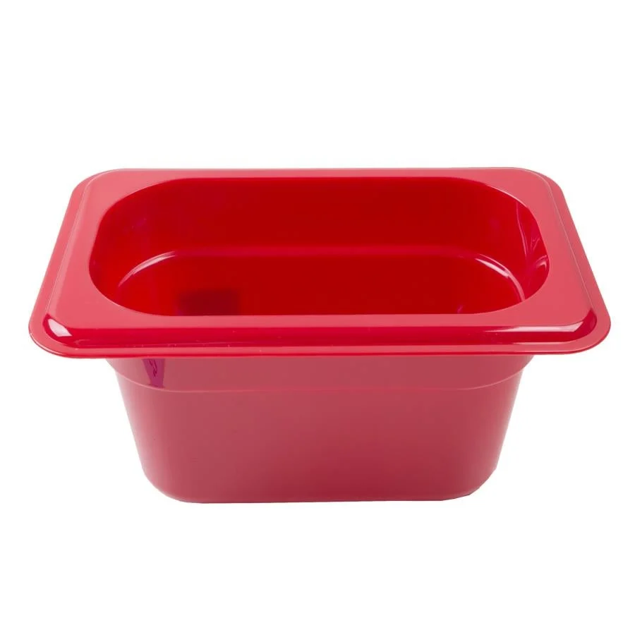 Pan, Food, Ninth-Size 4 Inch Deep, Red, Polycarbonate,1 - 1 EACH