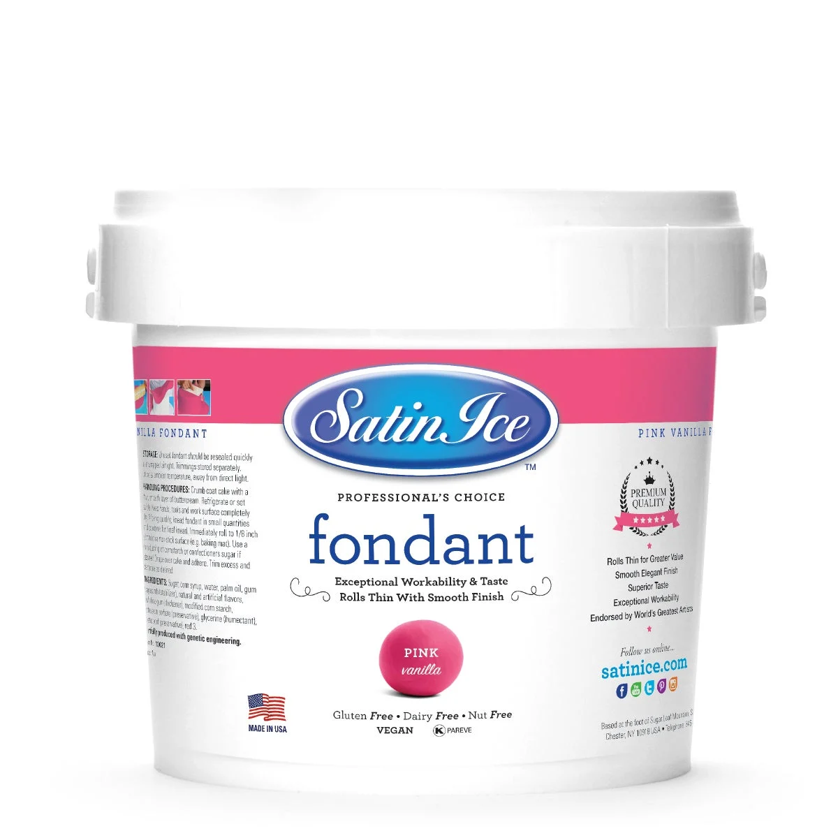 Sugar, Fondant, Rolled, Pink Vanilla,8 - 5 POUND