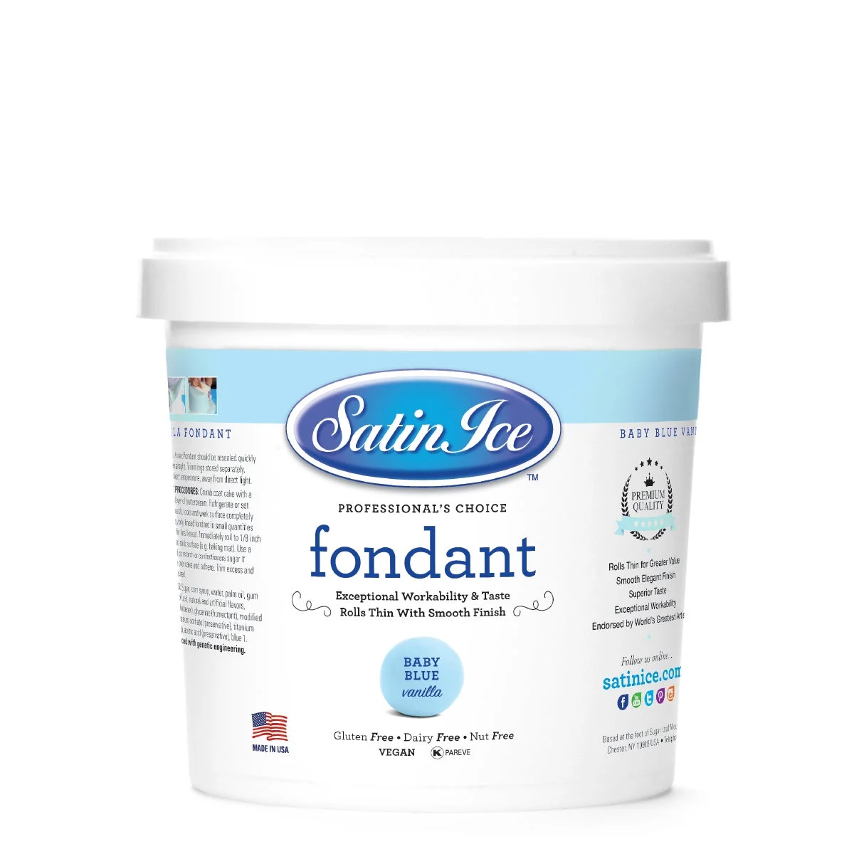 Sugar, Fondant, Rolled, Pastel Blue Vanilla,10 - 2 POUND