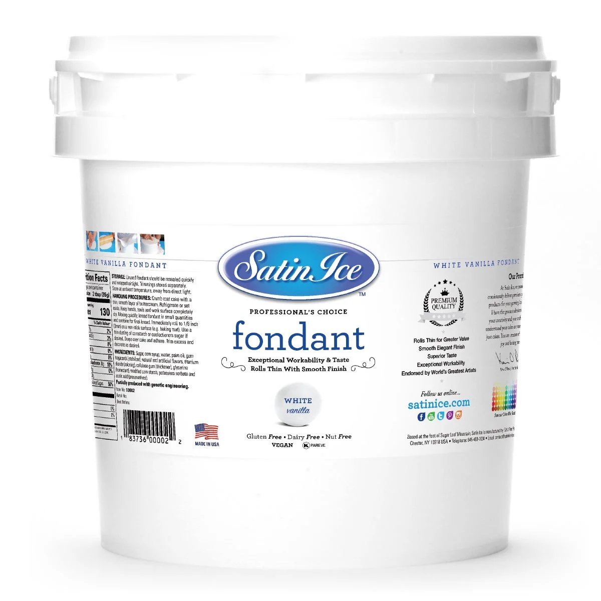 Sugar, Fondant, Rolled, White Vanilla,1 - 20 POUND