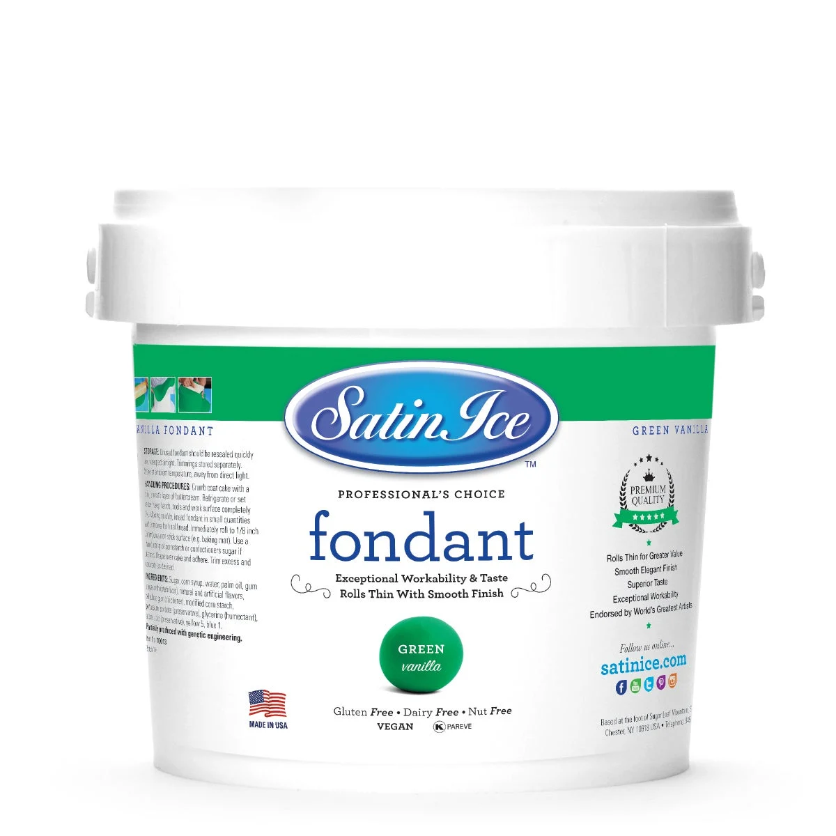 Sugar, Fondant, Rolled, Green Vanilla,8 - 5 POUND