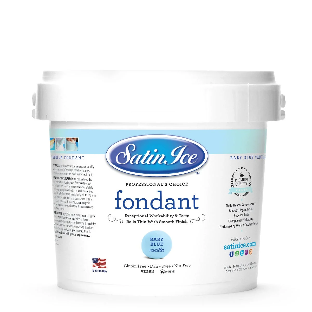 Sugar, Fondant, Rolled, Pastel Blue Vanilla,8 - 5 POUND