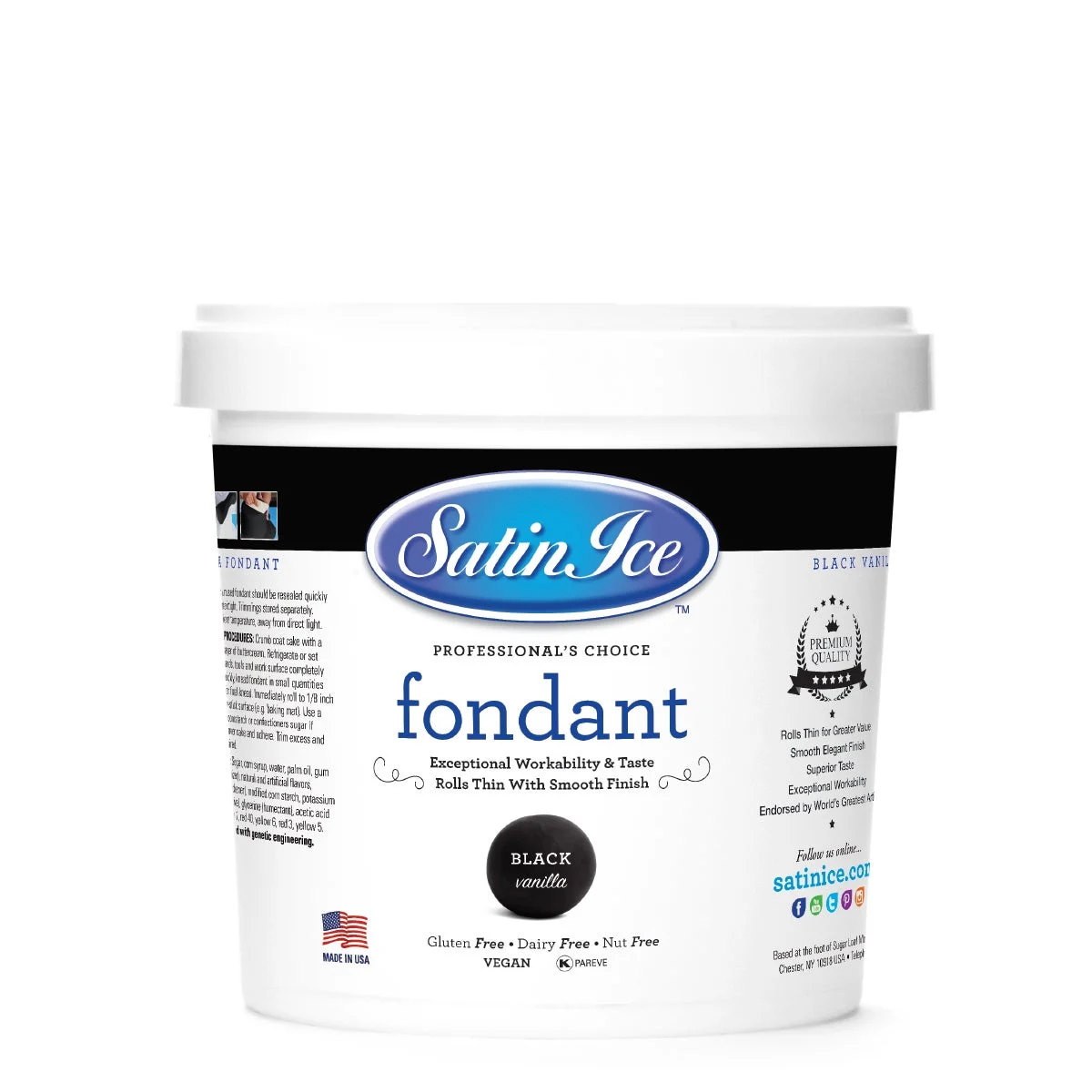 Sugar, Fondant, Rolled, Black Vanilla,10 - 2 POUND