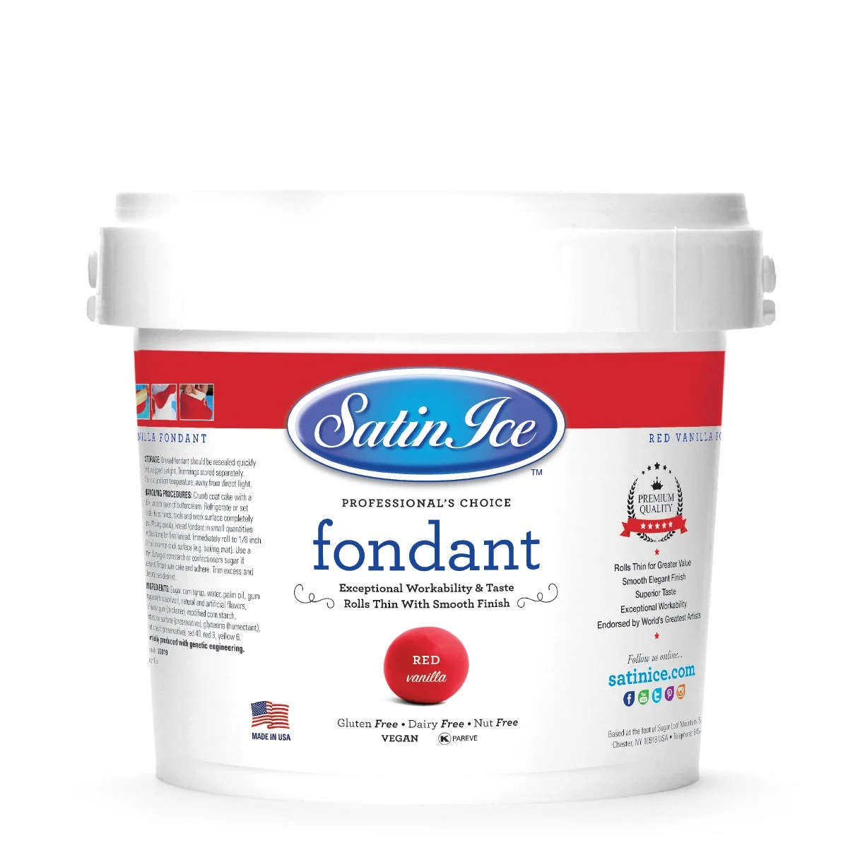 Sugar, Fondant, Rolled, Red Vanilla,8 - 5 POUND