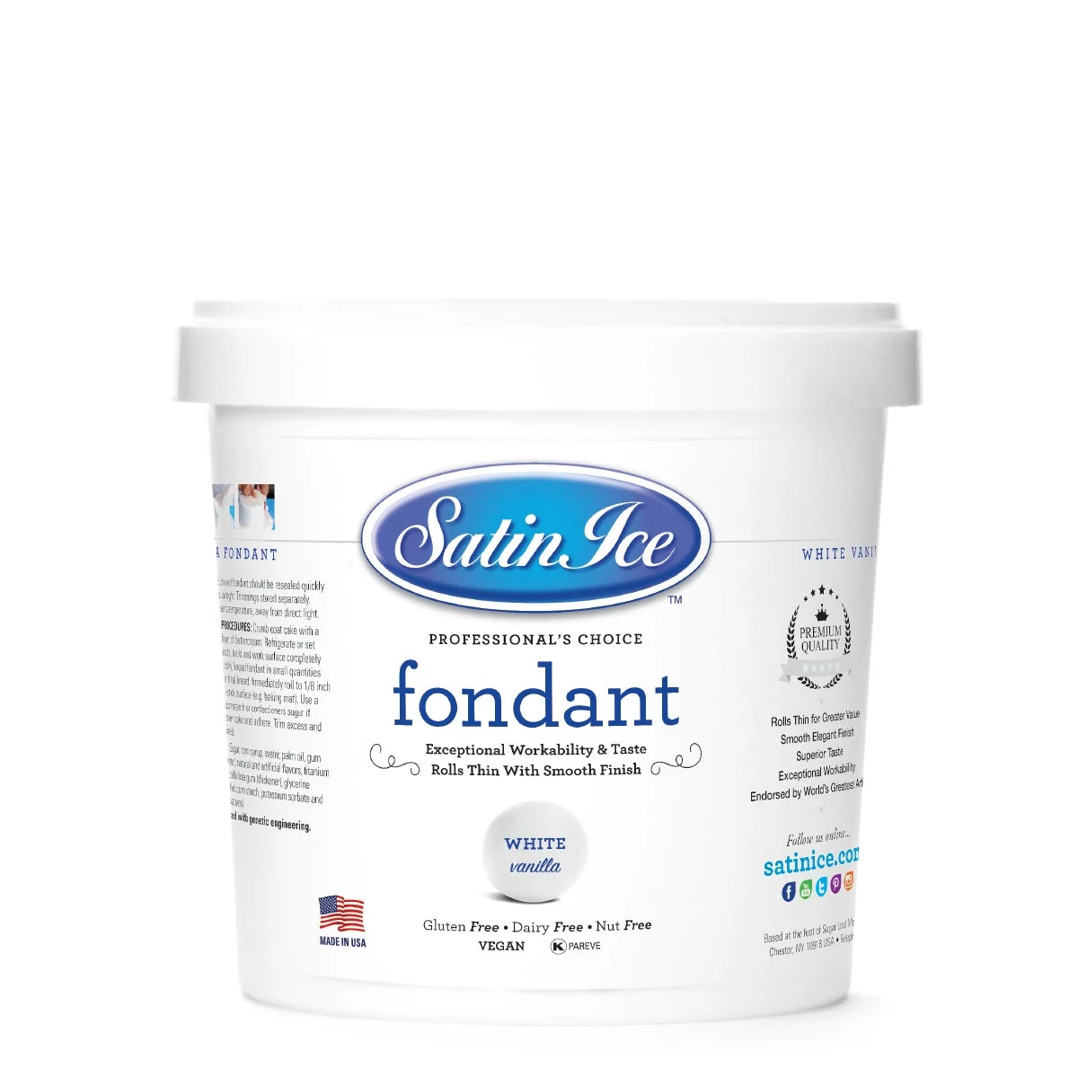 Sugar, Fondant, Rolled, White Vanilla,10 - 2 POUND