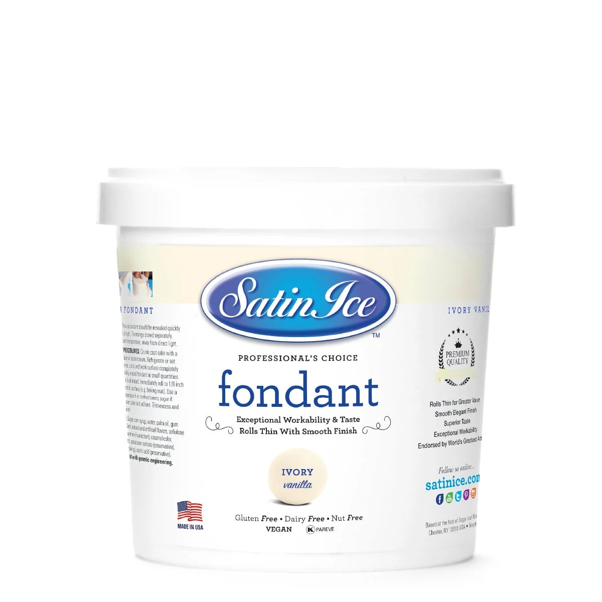 Sugar, Fondant, Rolled, Ivory Vanilla,10 - 2 POUND