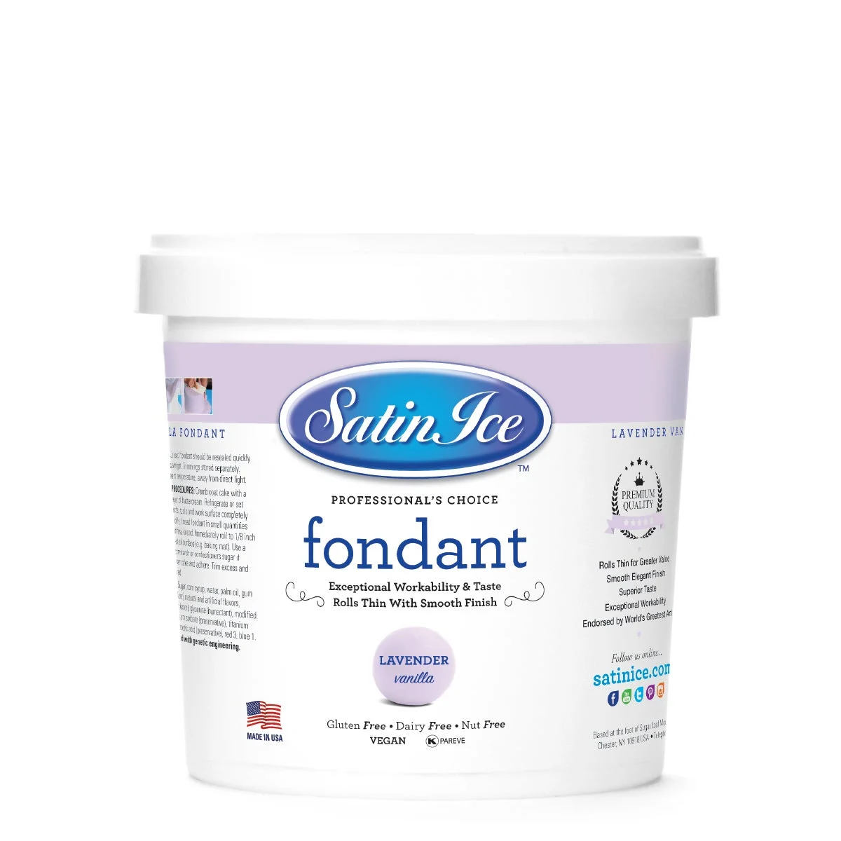 Sugar, Fondant, Rolled, Lavender Vanilla,10 - 2 POUND