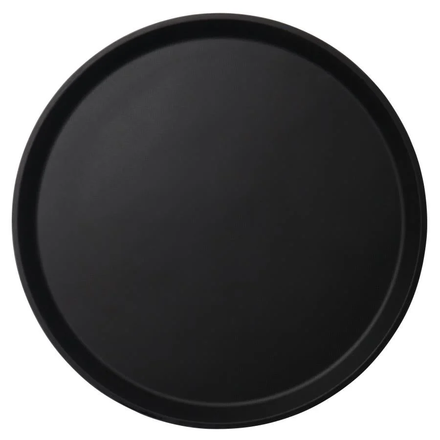 Tray, Serving, 14 Inch, Round, Black, Fiberglass, Non-Skid,1 - 1 EACH