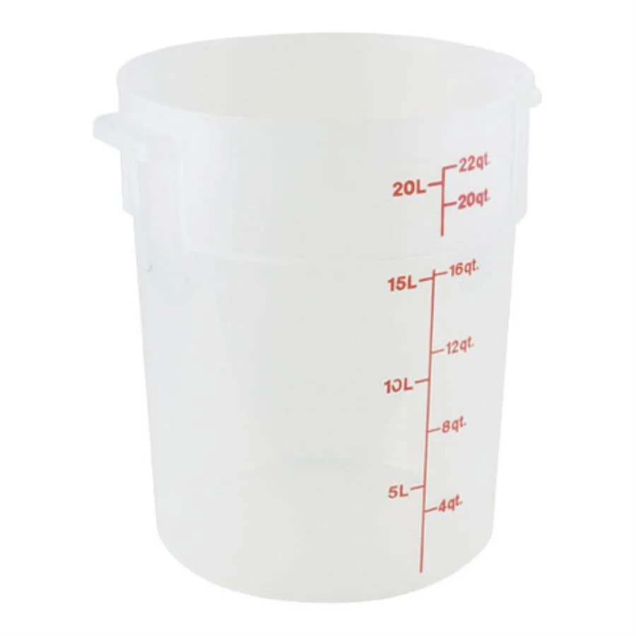 Container, Food Storage, 22 Quart, Round, Translucent, Polypropylene, with Handles & Measurement Gradations,1 - 1 EACH